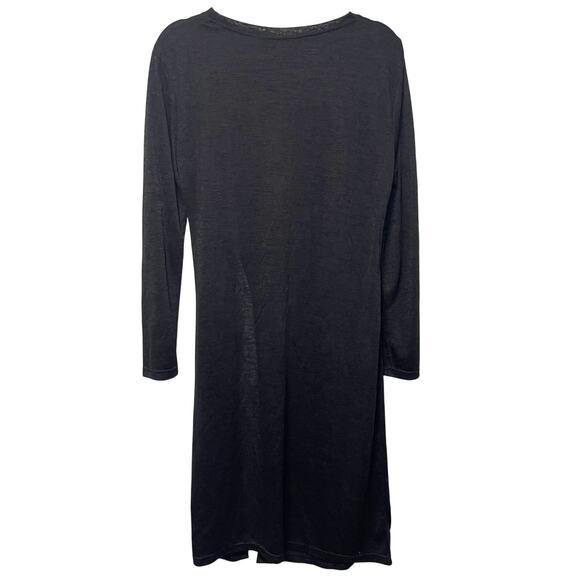 DAZY Modern Black Semi-Sheer Oversized Long Sleeve Top Tunic XL Slit Front - Picture 3 of 7